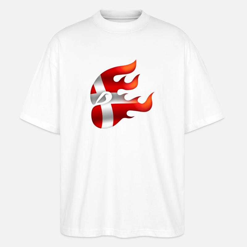 Drapeau du Danemark - Danemark - Ninja - T-shirt bio Blaster 2.0 coupe oversize Stanley/Stella Unisexe - blanc