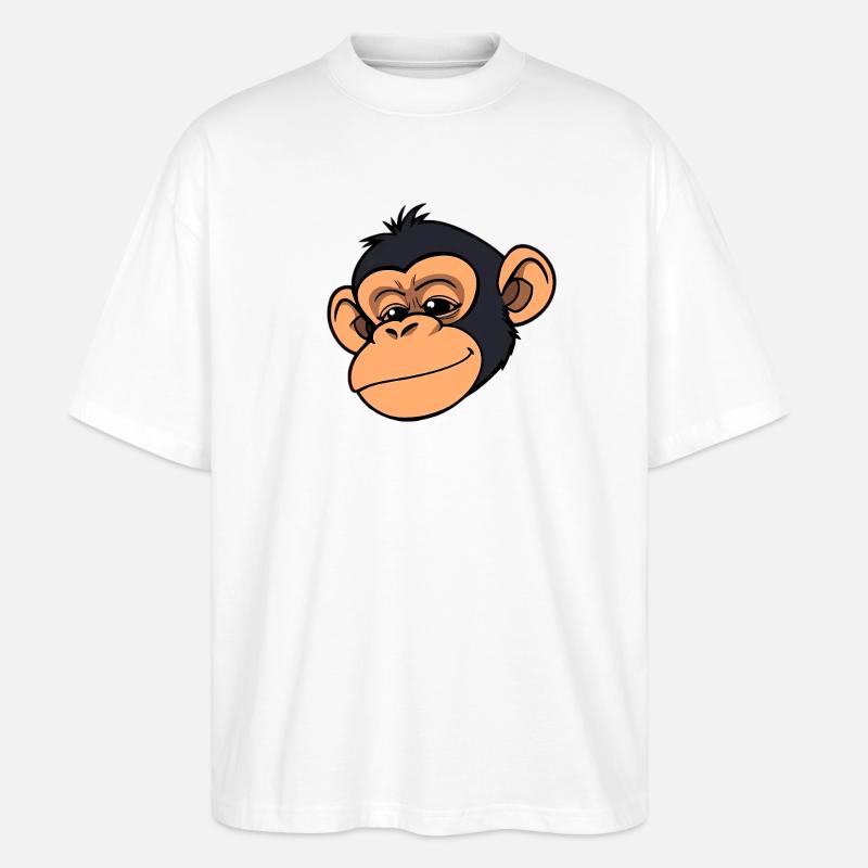 Affe Schimpanse - Stanley/Stella Oversized Unisex Bio T-Shirt Blaster 2.0 - Weiß