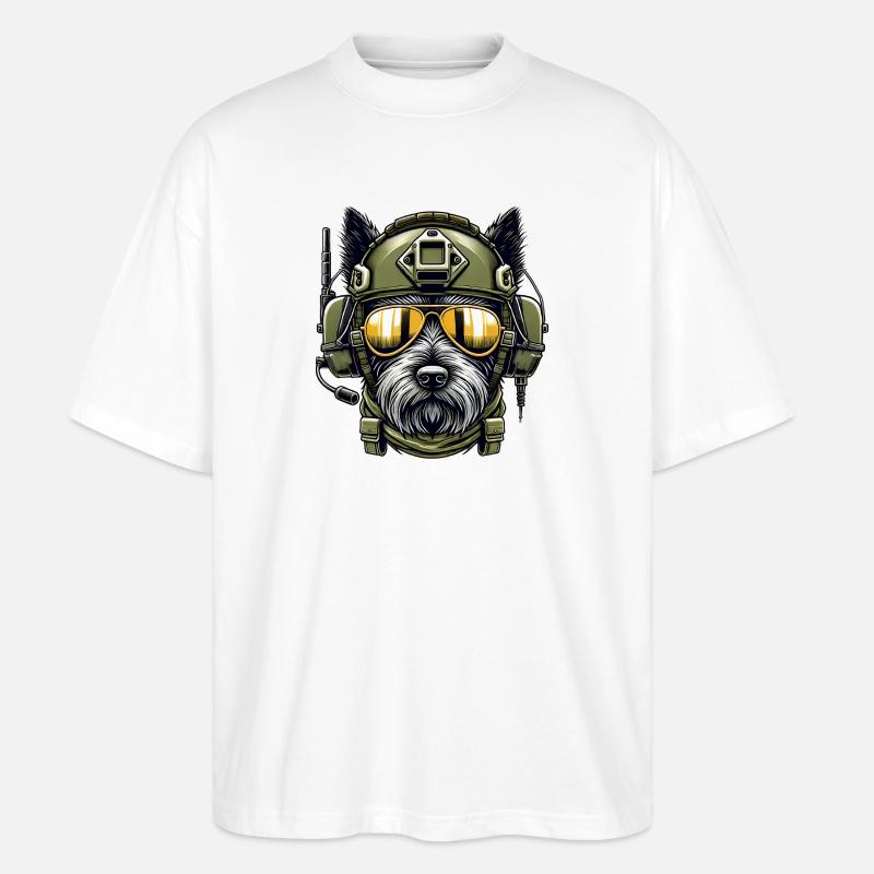 Terrier écossais Conception militaire - T-shirt bio Blaster 2.0 coupe oversize Stanley/Stella Unisexe - blanc