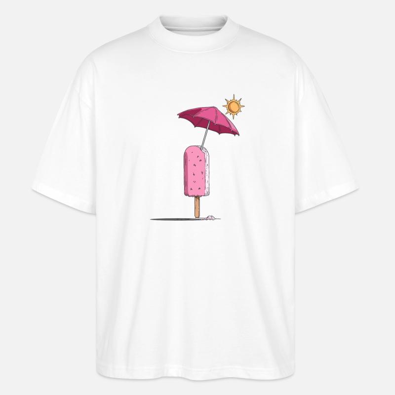 Eis-Sommertraum mit Sonnenschirm - Stanley/Stella Oversized Unisex Bio T-Shirt Blaster 2.0 - Weiß