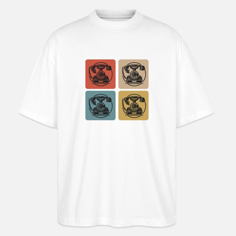 Retro Wählscheiben Telefon - Stanley/Stella Oversized Unisex Bio T-Shirt Blaster 2.0 - Weiß
