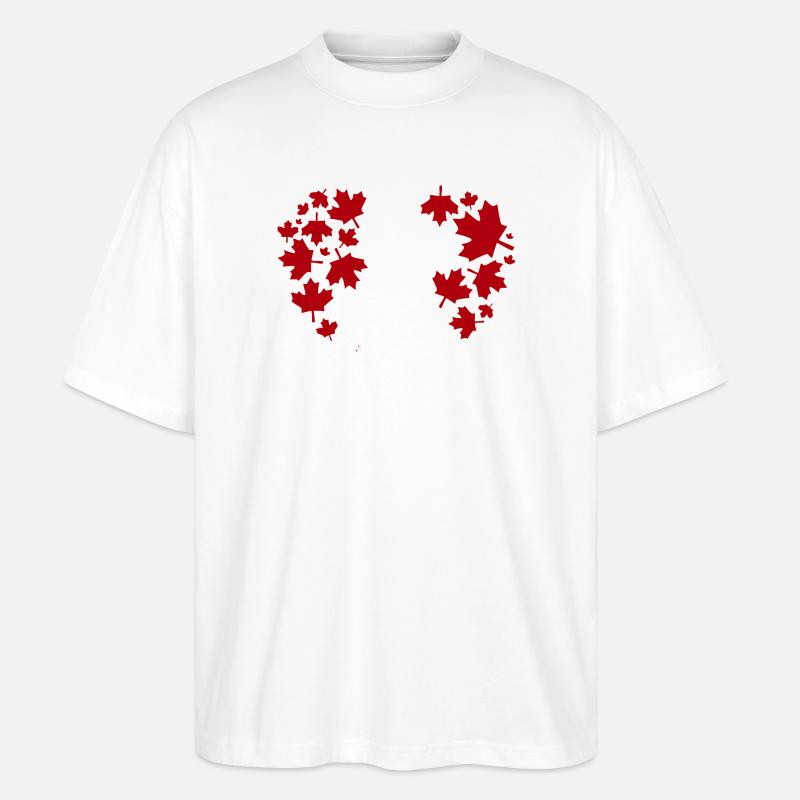 Maple Leaf Heart Pattern - Stanley/Stella Oversized Unisex Organic T-shirt Blaster 2.0 - white