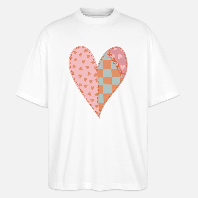 Patchwork Heart No2 - Stanley/Stella Oversized Unisex Organic T-shirt Blaster 2.0 - white