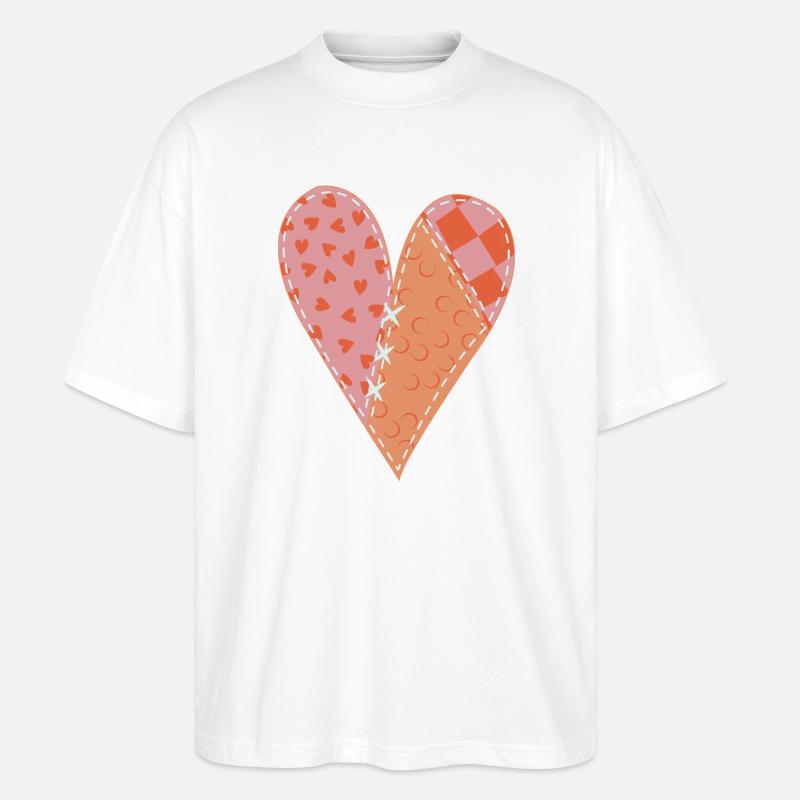 Patchwork Herz Nr. 10 - Stanley/Stella Oversized Unisex Bio T-Shirt Blaster 2.0 - Weiß