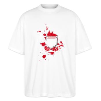 WEINGLAS mit punktiertem HG - Stanley/Stella Oversized Unisex Bio T-Shirt Blaster 2.0 - Weiß - Vorne - Alina (178cm) & Michal (187cm)