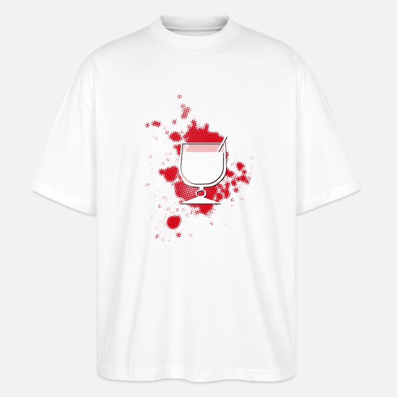 WEINGLAS mit punktiertem HG - Stanley/Stella Oversized Unisex Bio T-Shirt Blaster 2.0 - Weiß
