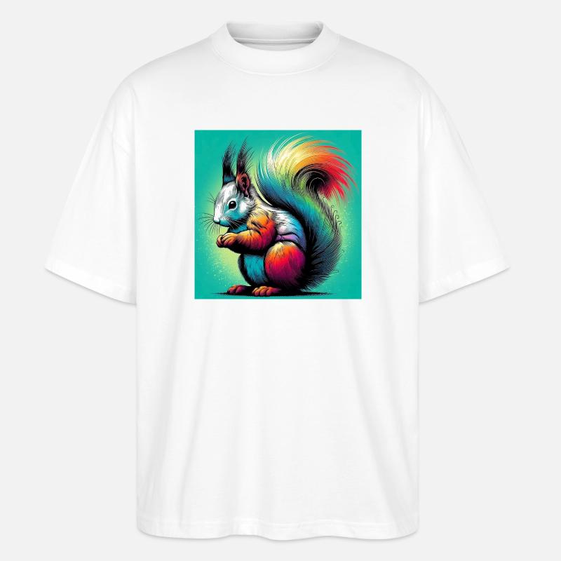 Eichhörnchen - Stanley/Stella Oversized Unisex Bio T-Shirt Blaster 2.0 - Weiß