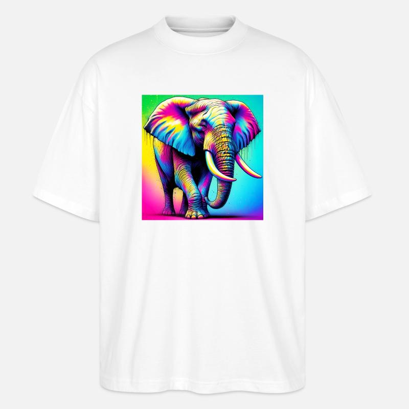 Elefant - Stanley/Stella Oversized Unisex Bio T-Shirt Blaster 2.0 - Weiß