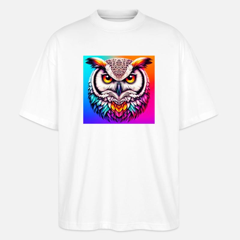 Eule - Stanley/Stella Oversized Unisex Bio T-Shirt Blaster 2.0 - Weiß