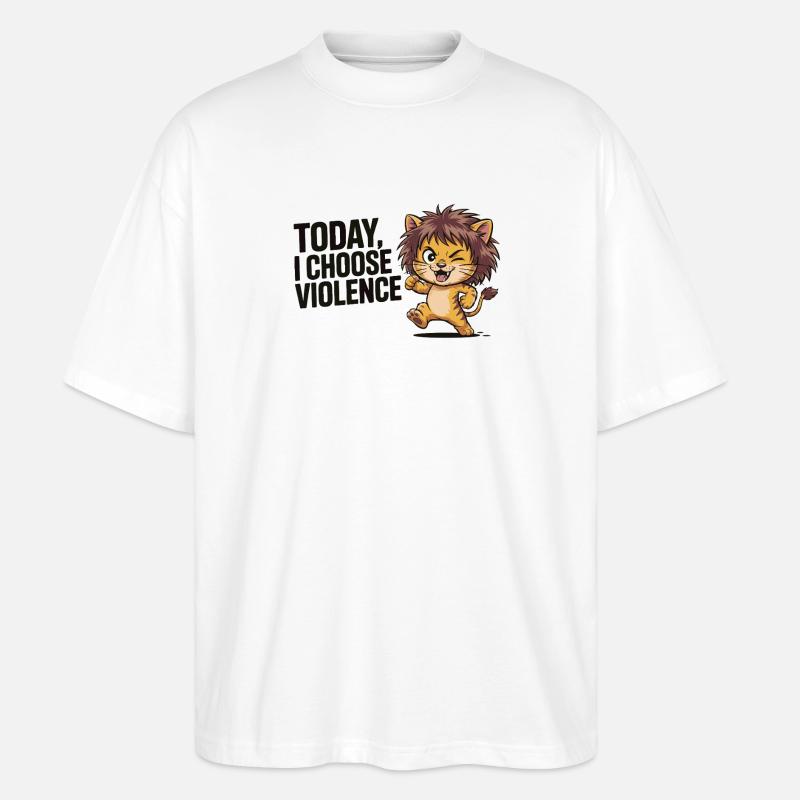 Kätzchen mit Wildheitsmotto - Stanley/Stella Oversized Unisex Bio T-Shirt Blaster 2.0 - Weiß