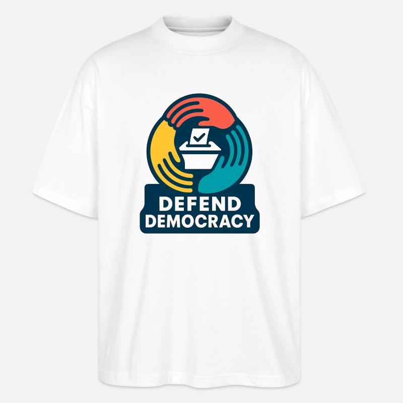 Defend Democracy - Stanley/Stella Oversized Unisex Bio T-Shirt Blaster 2.0 - Weiß