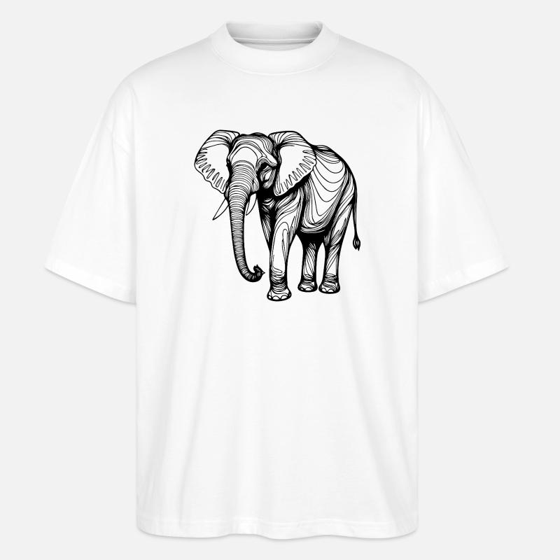 Eleganter Elefant – Line Art Design - Stanley/Stella Oversized Unisex Bio T-Shirt Blaster 2.0 - Weiß