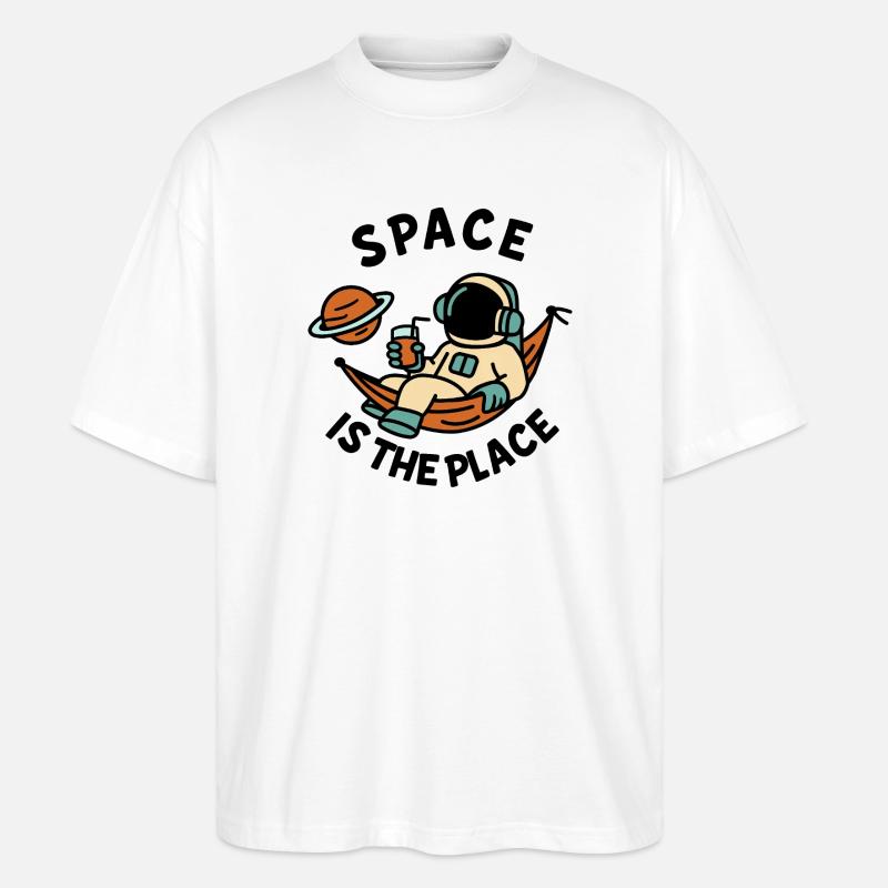 Space Explorer Astronaut Entspannendes Design - Stanley/Stella Oversized Unisex Bio T-Shirt Blaster 2.0 - Weiß
