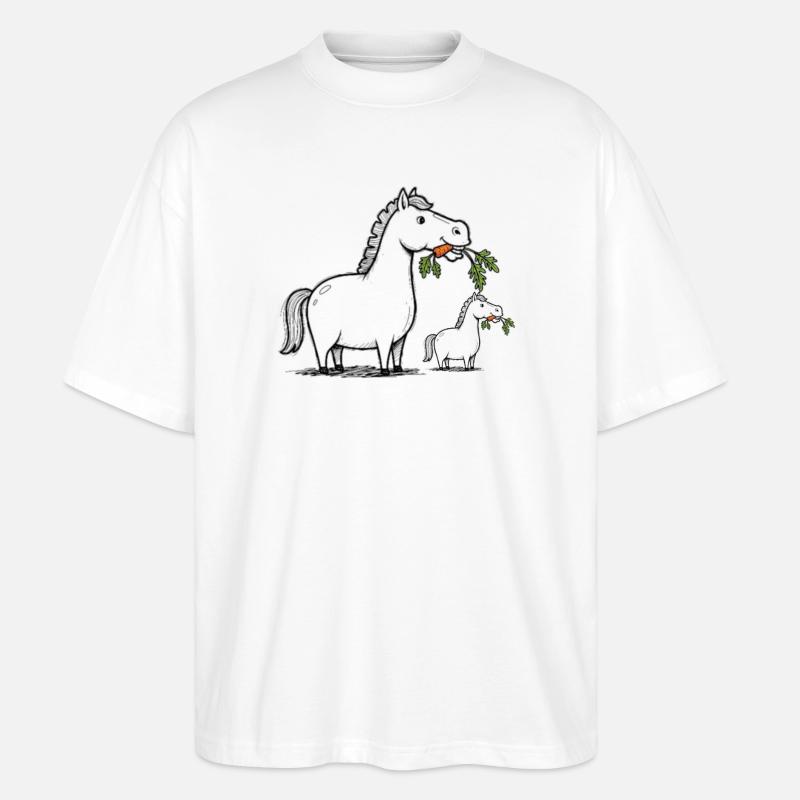 Lachendes Pferd - Stanley/Stella Oversized Unisex Bio T-Shirt Blaster 2.0 - Weiß