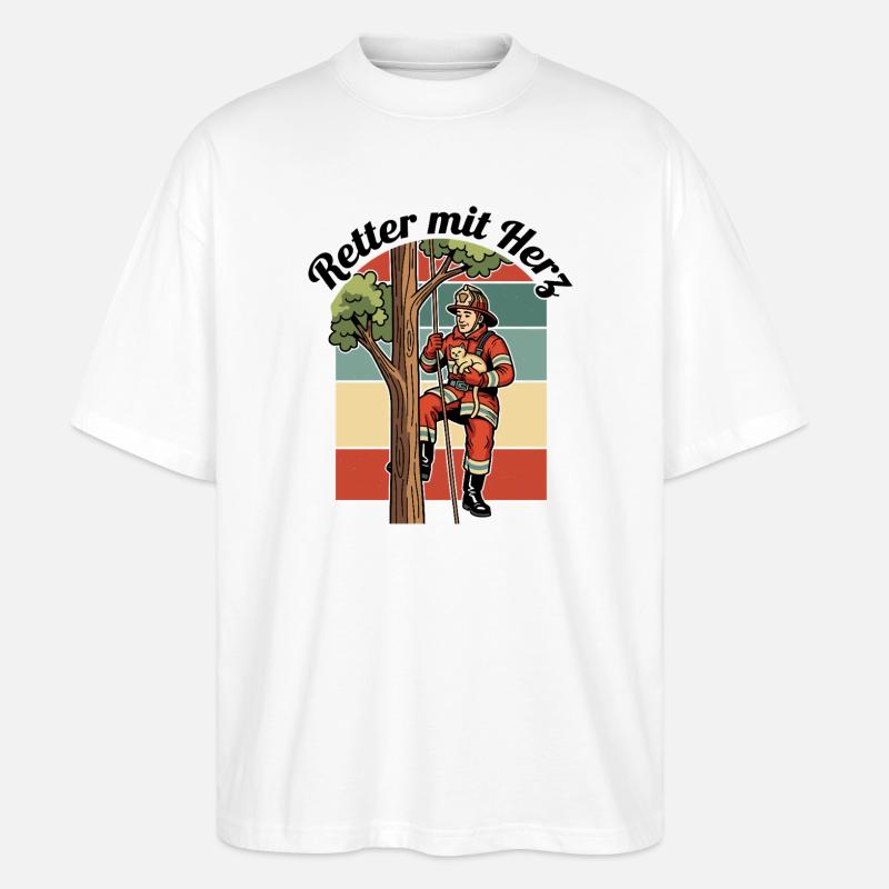 Retter mit Herz - Stanley/Stella Oversized Unisex Bio T-Shirt Blaster 2.0 - Weiß