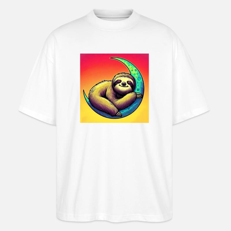 Faultier schläft auf dem Mond - Stanley/Stella Oversized Unisex Bio T-Shirt Blaster 2.0 - Weiß