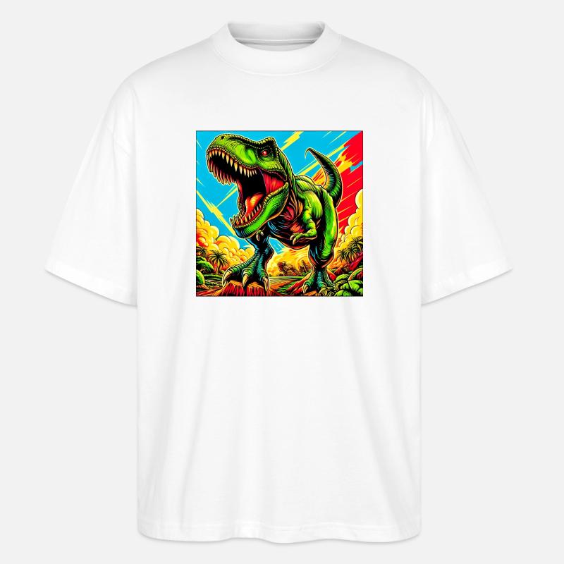 dinosaur - Stanley/Stella Oversized Unisex Organic T-shirt Blaster 2.0 - white
