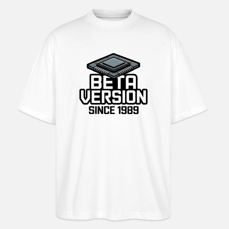Futuristischer Computerchip Analogdruck - Stanley/Stella Oversized Unisex Bio T-Shirt Blaster 2.0 - Weiß