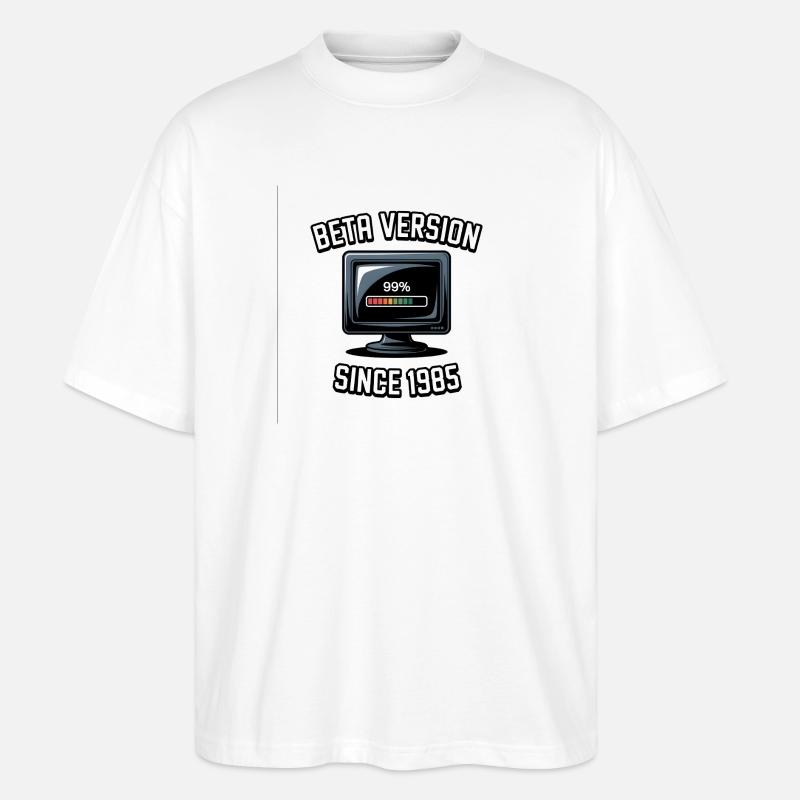 Retro Computer Progress Design - Stanley/Stella Oversized Unisex Organic T-shirt Blaster 2.0 - white