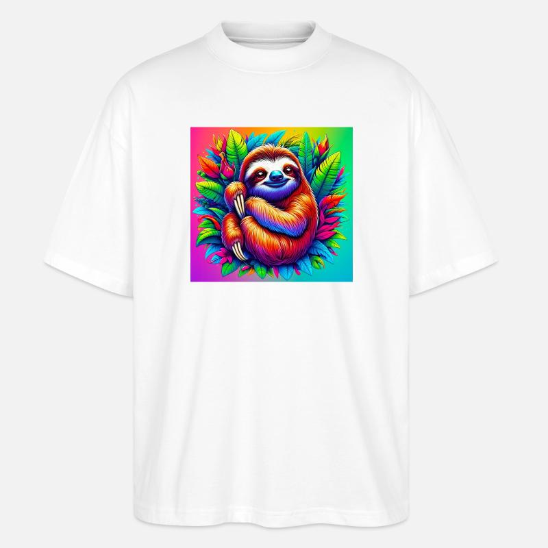 Faultier - Stanley/Stella Oversized Unisex Bio T-Shirt Blaster 2.0 - Weiß