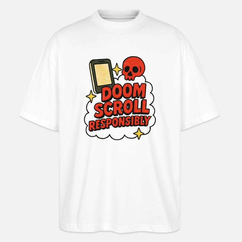 Doomscroll Conception anti-addiction responsable - T-shirt bio Blaster 2.0 coupe oversize Stanley/Stella Unisexe - blanc
