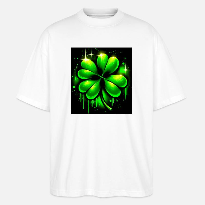Vierblättriges Kleeblatt - Stanley/Stella Oversized Unisex Bio T-Shirt Blaster 2.0 - Weiß
