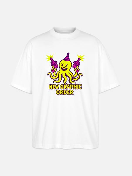 NGO Kraken Neon Pop - Stanley/Stella Oversized Unisex Organic T-shirt Blaster 2.0 - white
