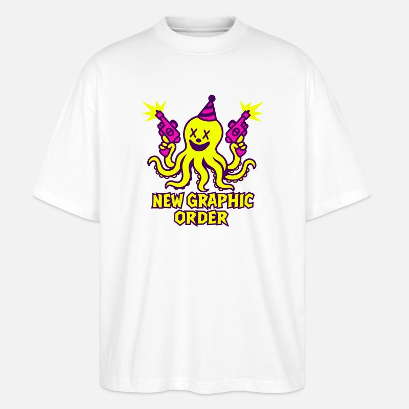 NGO Krake Neon Pop - Stanley/Stella Oversized Unisex Bio T-Shirt Blaster 2.0 - Weiß