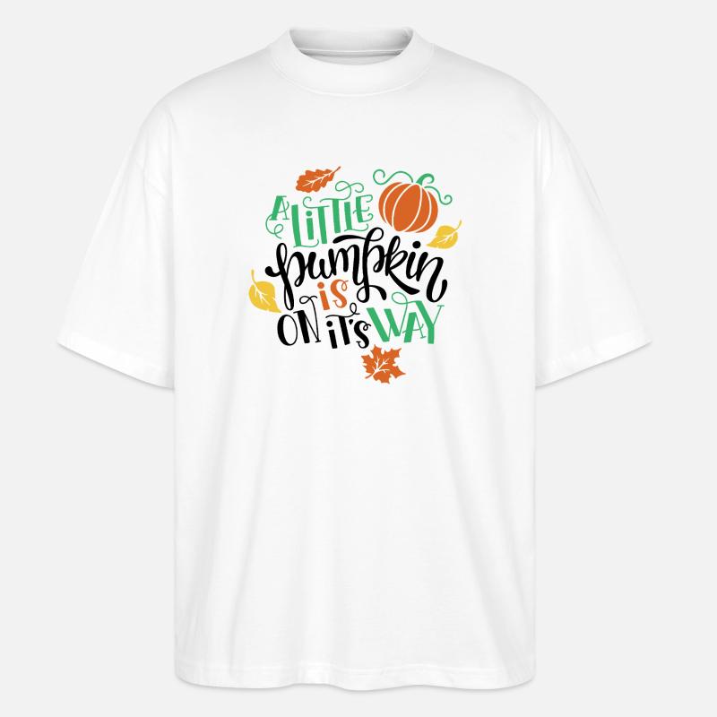 Herbstdekoration mit Kürbis und Blättern - Stanley/Stella Oversized Unisex Bio T-Shirt Blaster 2.0 - Weiß