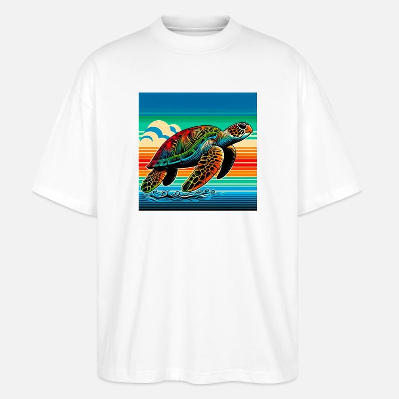 Schildkröte - Stanley/Stella Oversized Unisex Bio T-Shirt Blaster 2.0 - Weiß