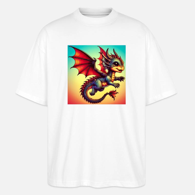 Drache - Stanley/Stella Oversized Unisex Bio T-Shirt Blaster 2.0 - Weiß