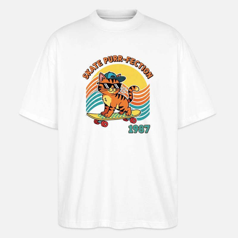 Skate cat - Stanley/Stella Oversized Unisex Bio T-Shirt Blaster 2.0 - Weiß