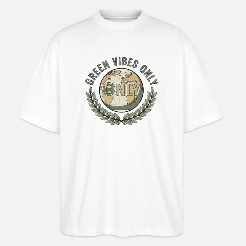 Green Vibes Only Retro Earth Design - Stanley/Stella Oversized Unisex Bio T-Shirt Blaster 2.0 - Weiß