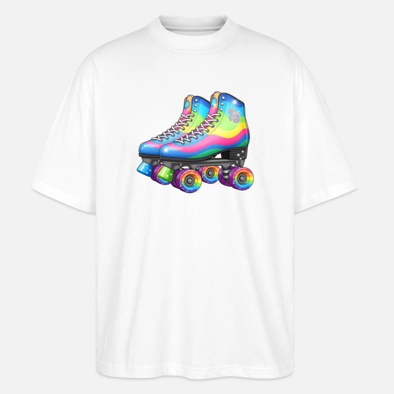 Rainbow Roller Skates Retro Disco Style - Stanley/Stella Oversized Unisex Bio T-Shirt Blaster 2.0 - Weiß