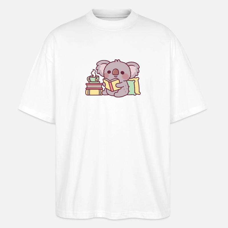 Süßer Koala, der ein Buch liest - Stanley/Stella Oversized Unisex Bio T-Shirt Blaster 2.0 - Weiß