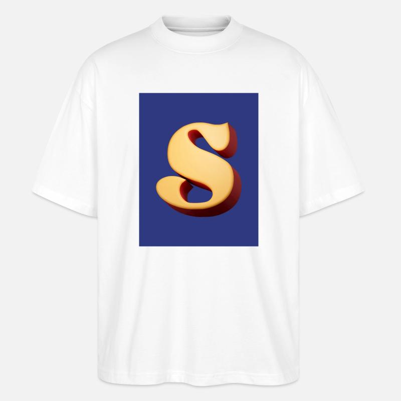 3D Hellbrauner Buchstabe S Look - Stanley/Stella Oversized Unisex Bio T-Shirt Blaster 2.0 - Weiß