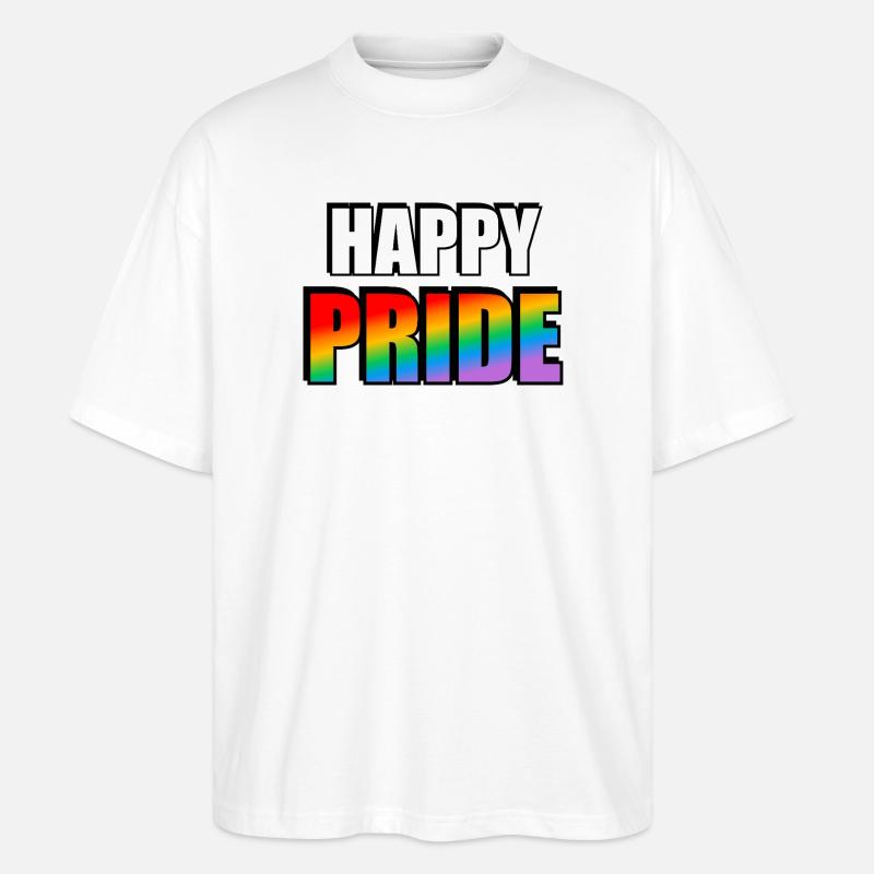 Lebendige Pride-Regenbogen-Typografie - Stanley/Stella Oversized Unisex Bio T-Shirt Blaster 2.0 - Weiß