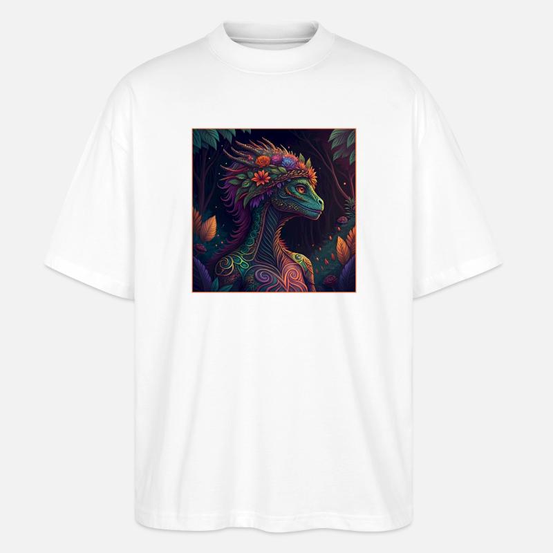 Mythischer Dschungeldrache Illustration - Stanley/Stella Oversized Unisex Bio T-Shirt Blaster 2.0 - Weiß