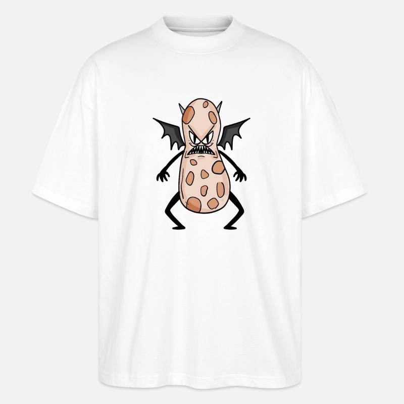 Grimmiges Erdnuss Monster mit Flügel - Stanley/Stella Oversized Unisex Bio T-Shirt Blaster 2.0 - Weiß