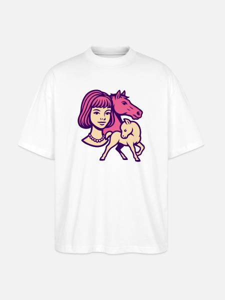 Pferdemädchen Pop-Art rosa - Stanley/Stella Oversized Unisex Bio T-Shirt Blaster 2.0 - Weiß