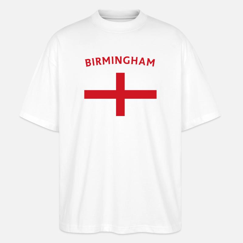 Emblème du drapeau de Birmingham - T-shirt bio Blaster 2.0 coupe oversize Stanley/Stella Unisexe - blanc