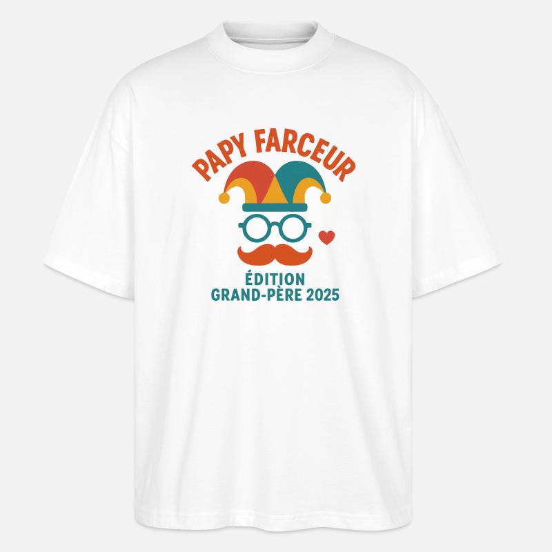 Opa Prankster – Opa Edition 2025 - Stanley/Stella Oversized Unisex Bio T-Shirt Blaster 2.0 - Weiß