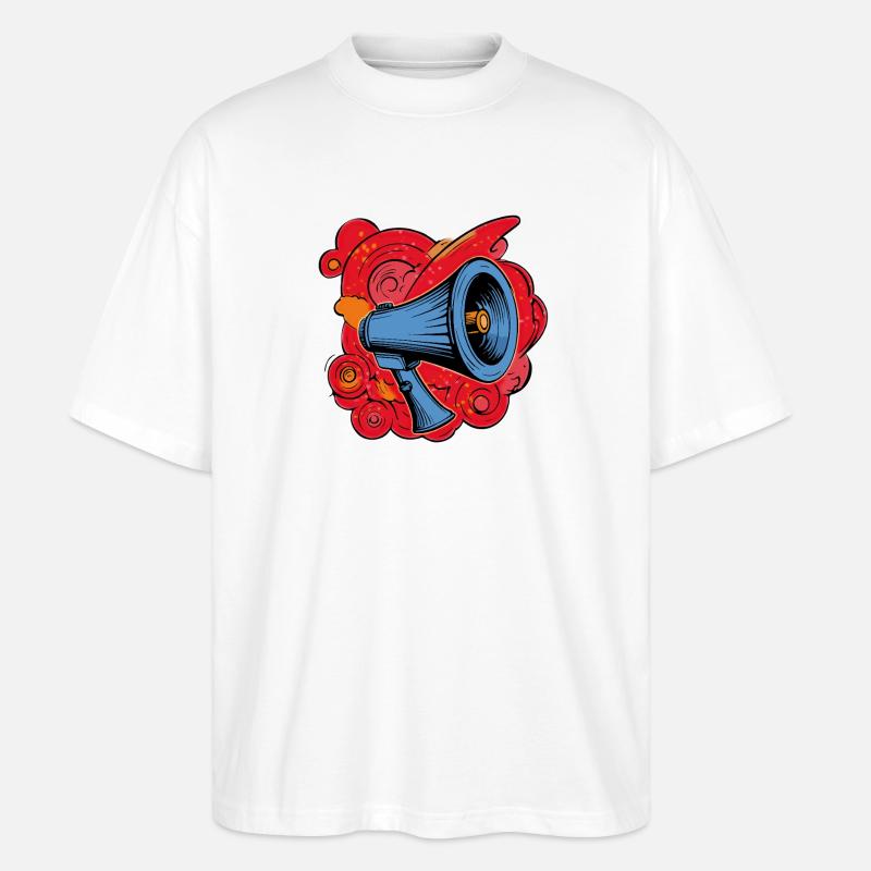 Haut-parleur graffiti avec explosions vibrantes - T-shirt bio Blaster 2.0 coupe oversize Stanley/Stella Unisexe - blanc