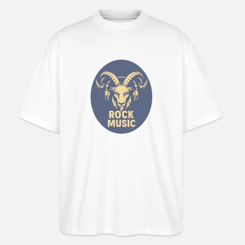Steinbock mit Kopfhörern - Stanley/Stella Oversized Unisex Bio T-Shirt Blaster 2.0 - Weiß