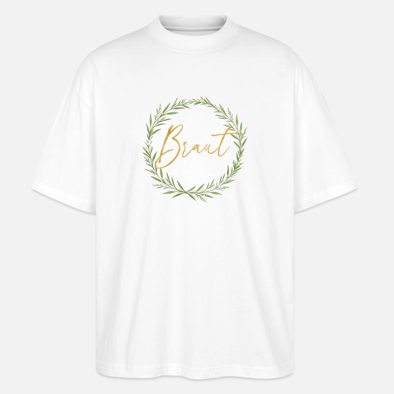 Elegantes Braut-Design mit Lorbeerkranz - Stanley/Stella Oversized Unisex Bio T-Shirt Blaster 2.0 - Weiß