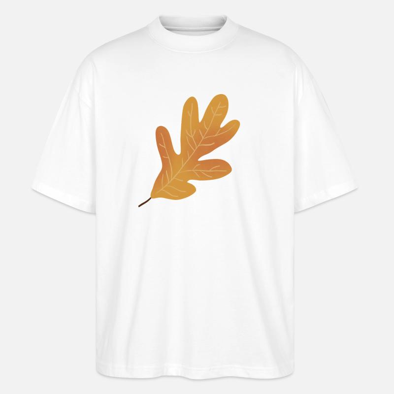 Illustration de feuille de chêne d’automne - T-shirt bio Blaster 2.0 coupe oversize Stanley/Stella Unisexe - blanc