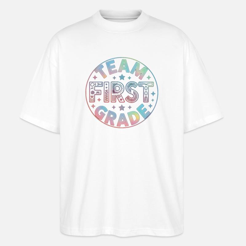 Team First Grade Back To School - Stanley/Stella Oversized Unisex Bio T-Shirt Blaster 2.0 - Weiß