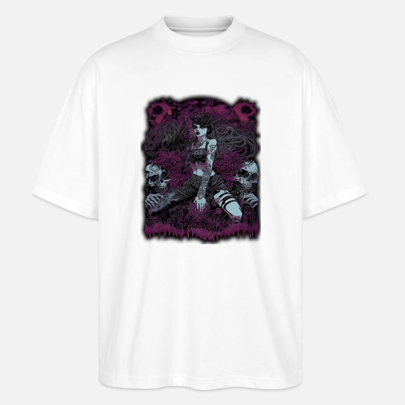 Dunkle Zauberin mit Totenkopf-Elementen - Stanley/Stella Oversized Unisex Bio T-Shirt Blaster 2.0 - Weiß