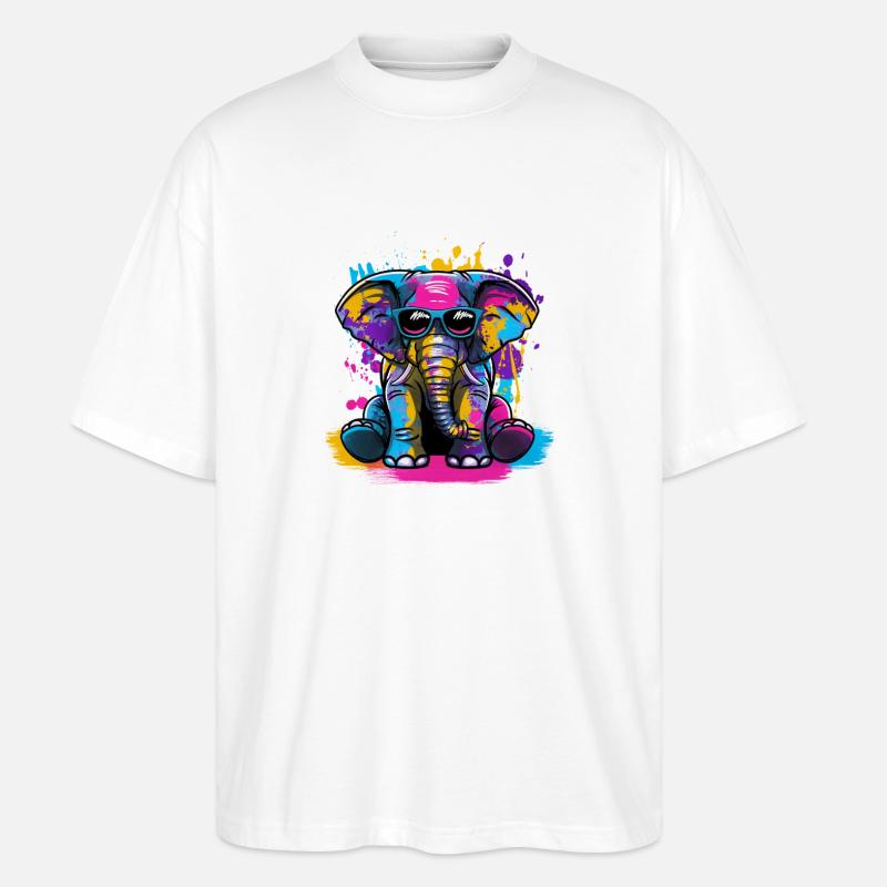 Dickhäuter Glücksbringer Afrika Elefant - Stanley/Stella Oversized Unisex Bio T-Shirt Blaster 2.0 - Weiß