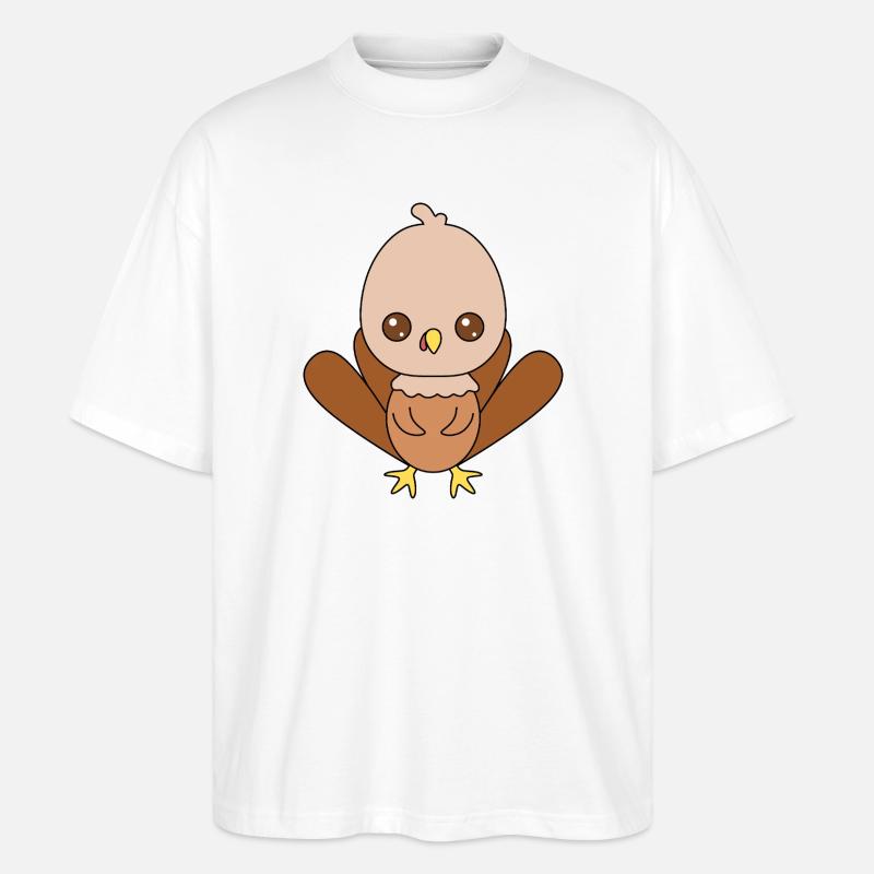 Conception de personnage de dinde mignonne - T-shirt bio Blaster 2.0 coupe oversize Stanley/Stella Unisexe - blanc